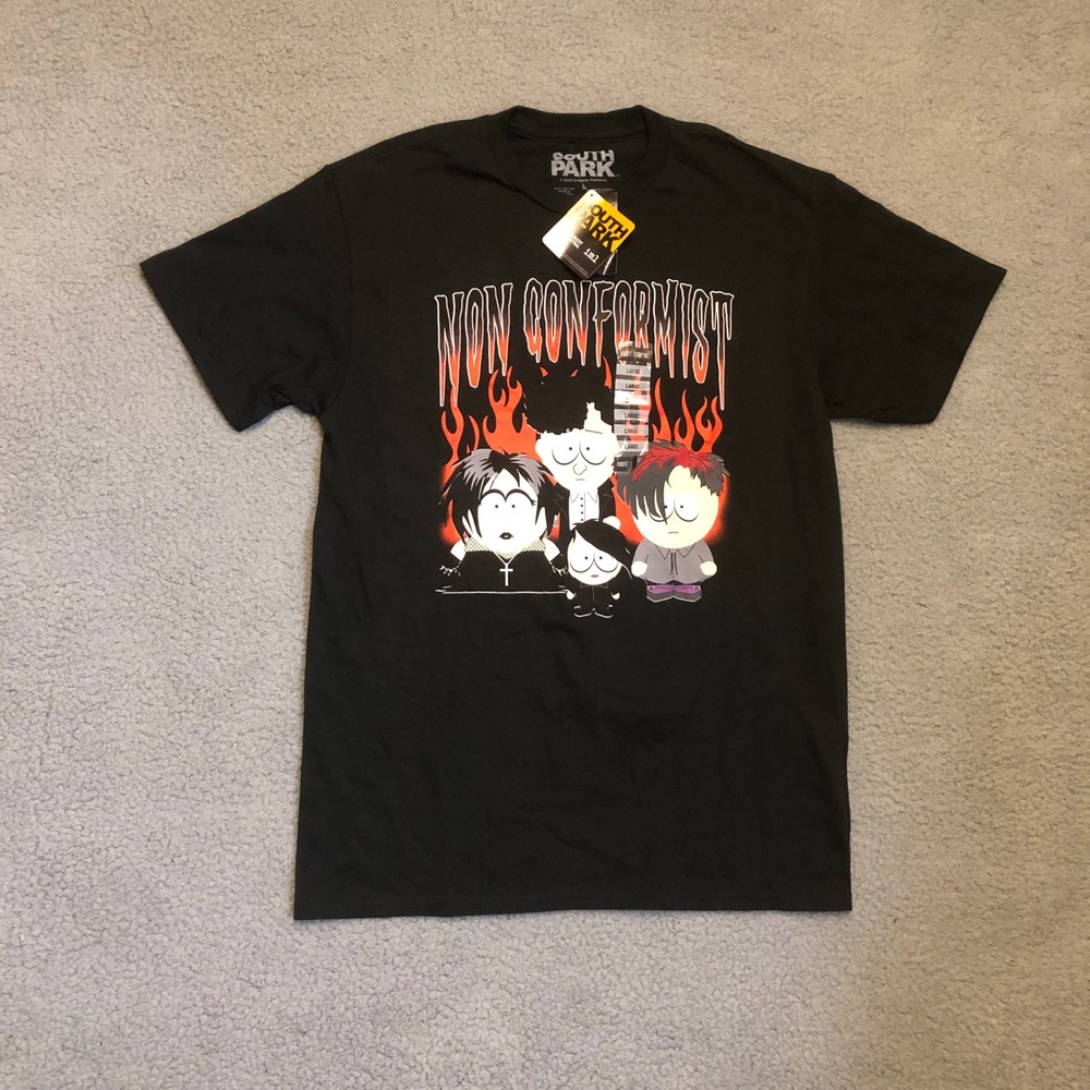 South Park Goth Emo Kids Non Conformist Graphic Shirt Black Large NWT Hot Topic